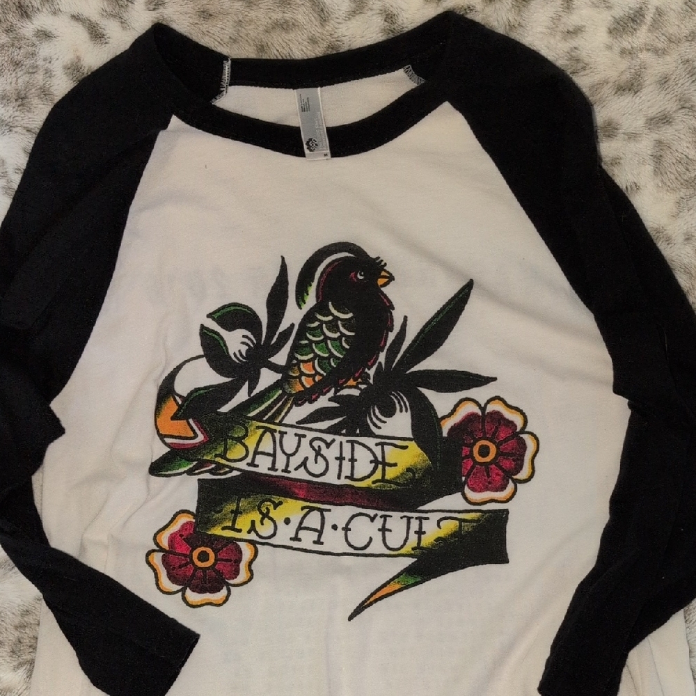 Bayside Band Vacancy Tour  Black and White Raglan Shirt
